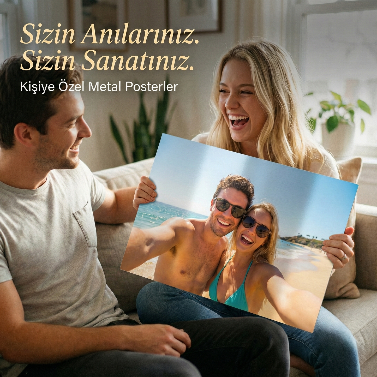 Gerçekçi Dolunay ve Ay Manzarası - Metal Poster / Tablo