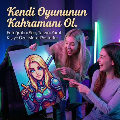 Gerçekçi Dolunay ve Ay Manzarası - Metal Poster / Tablo